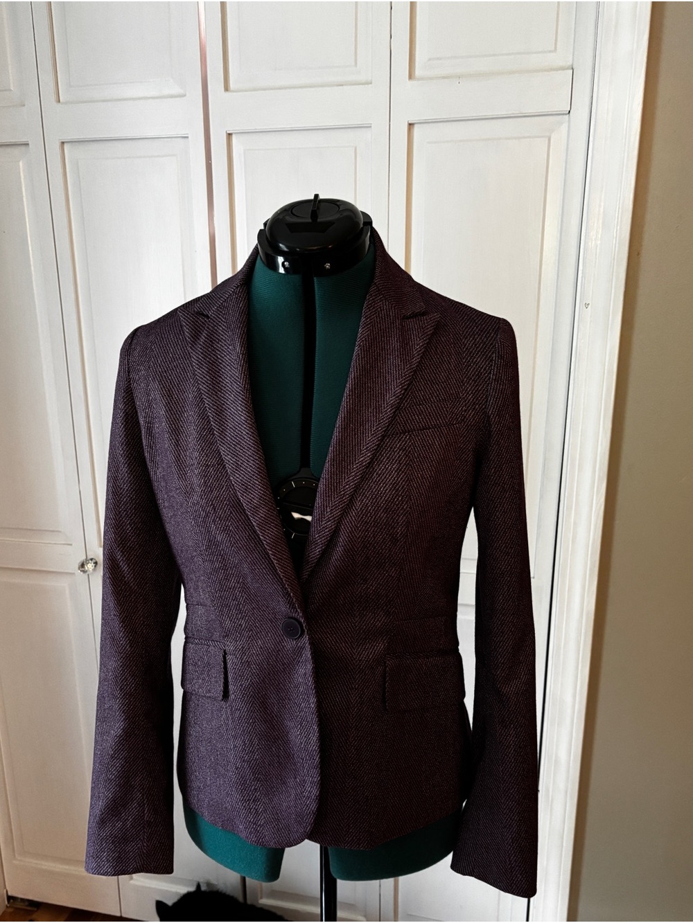 New York & Company Plum Herringbone Women's Blazer